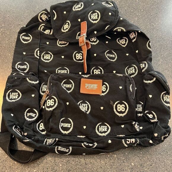 PINK Victoria's Secret Handbags - PINK Victoria's Secret Black Backpack with Modern Design